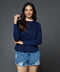 Long Sleeve Blue Crew Neck T-Shirt